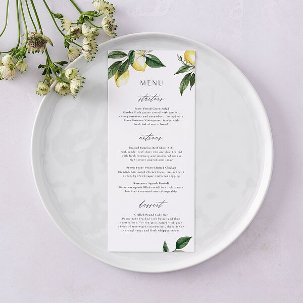 Botanical Lemon Menus Buttercup Signature