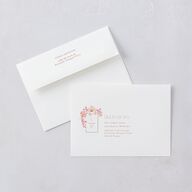 Blooming Frame Save The Date Cards Gold Pink Cotton Signature smooth Blank No Standard
