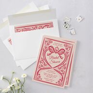 Vintage Heart Locket Bridal Shower Invitations Crimson Signature Blank Standard