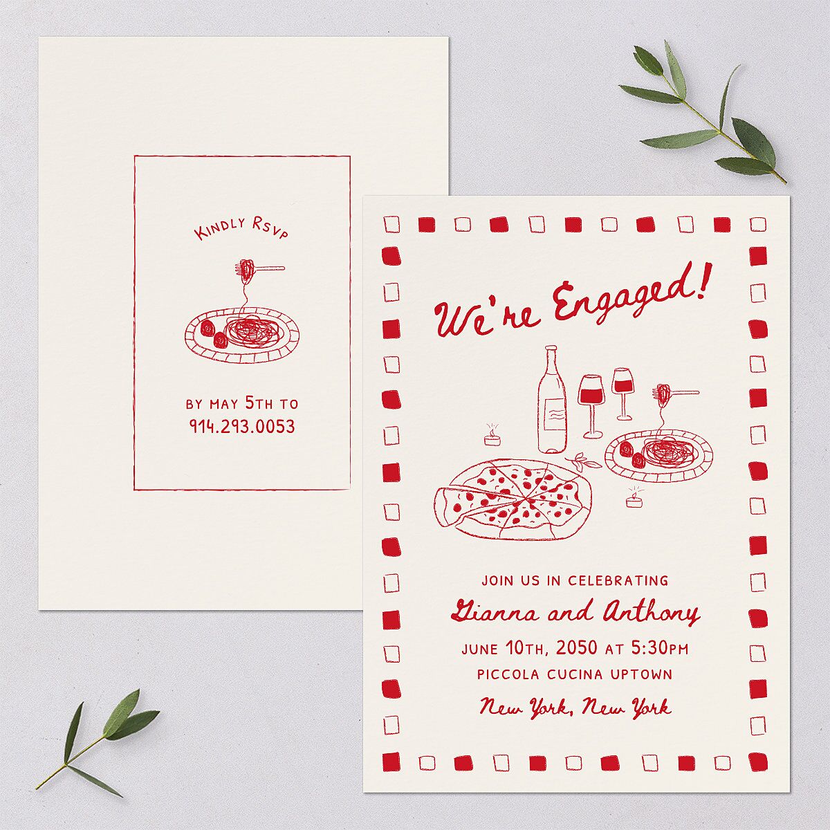 That’s Amore Engagement Party Invitations Ruby Signature Blank Standard
