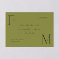 Modern Initials Save The Date Cards Olive Signature smooth Blank No Standard