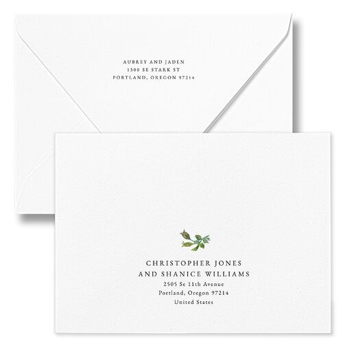 Minimal Floral Bridal Shower Invitation Euro Envelopes White Sand Both Recipient and Return Addresses Luxe Signature