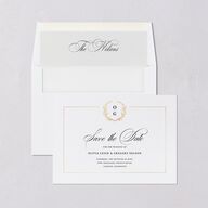 Gilded Wreath Save the Date Cards Gold Pure White Signature smooth Blank No Standard