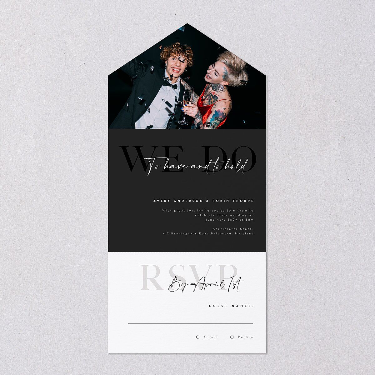 Modern Vow All-in-One Wedding Invitations — view 7