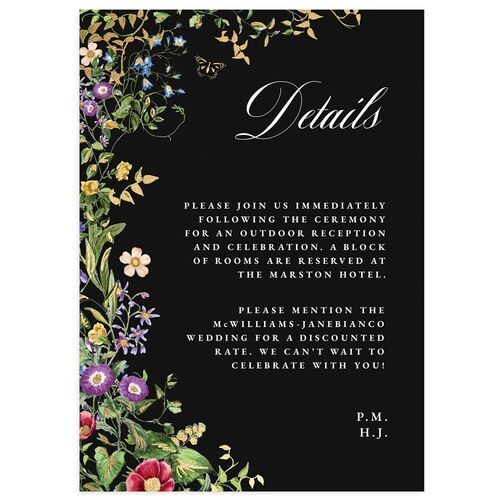 Opulent Garden Foil Wedding Enclosure Cards Gold Licorice Signature Standard