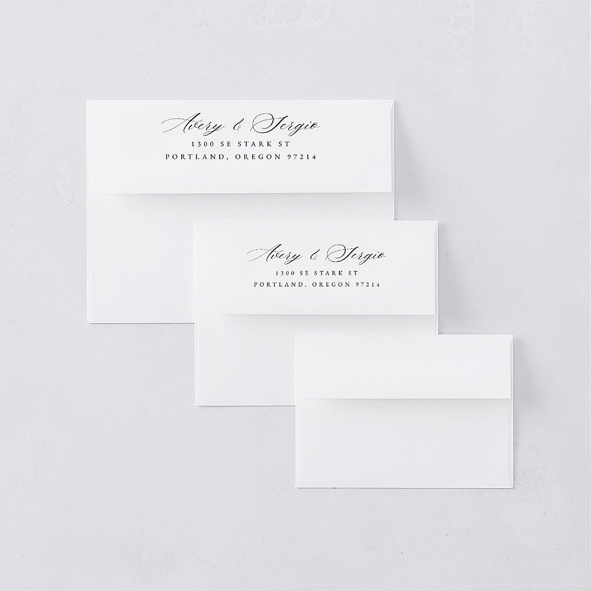 Floral Accent Bridal Shower Invitation Envelopes White Off-White Both Recipient and Return Addresses Signature Standard