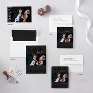 Modern Vow Save The Date Cards Charcoal Signature smooth Blank No Standard