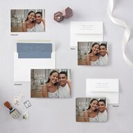 Timeless Floral Save the Date Postcards Dusty Blue