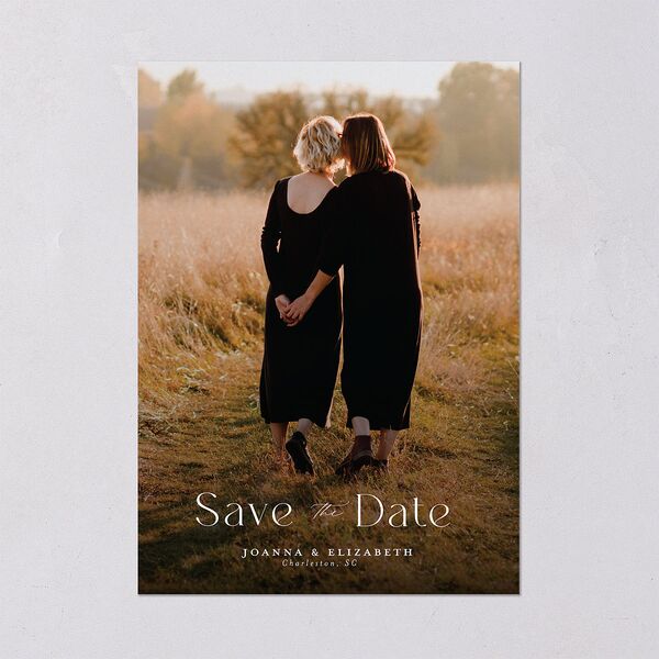 Refined Save The Date Cards Pure White Signature smooth Blank No