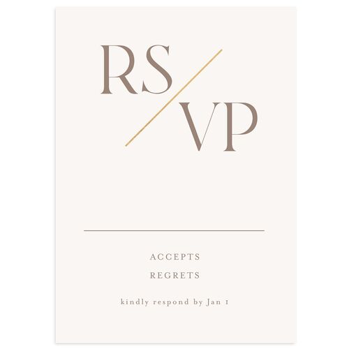 Monogram Slant Foil Wedding Response Cards Gold Fawn Signature Standard