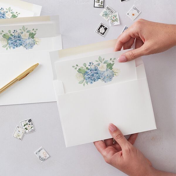 Elegant Hydrangea Standard Envelope Liners Dusty Blue Standard