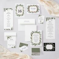 Eucalyptus Frame Wedding Programs No Foil Pure White Signature