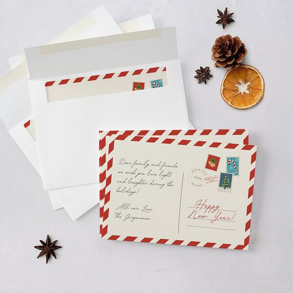 Christmas Post Holiday Cards True Red Signature Blank Landscape Standard