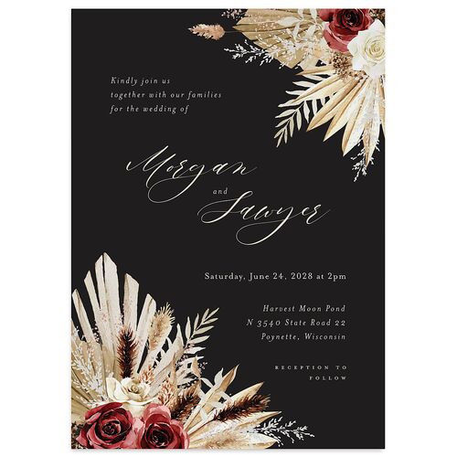 Western Floral Wedding Invitations Licorice Signature Blank No Standard