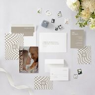 Checked Wedding Invitations Taupe Signature Blank No Standard