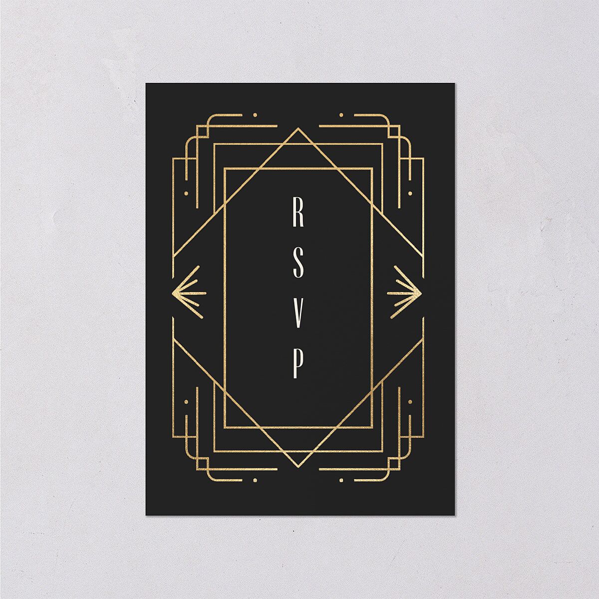 Vintage Deco Wedding Response Cards Gold Charcoal Signature Standard