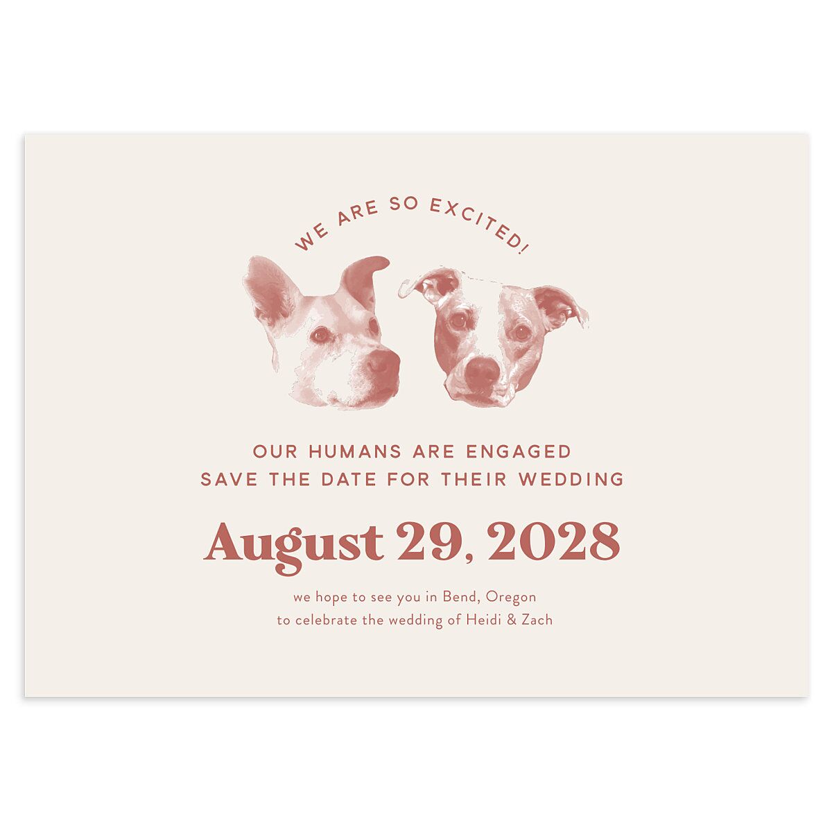 Custom Pet Portrait Save the Date Cards