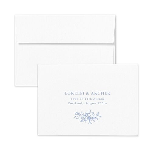 Coastal Oysters and Anchors Response Card Envelopes White Sea Blue Return Address Signature Standard