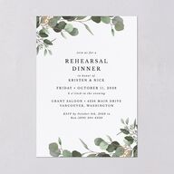 Eucalyptus Frame Rehearsal Dinner Invitations Pure White Signature Blank Standard
