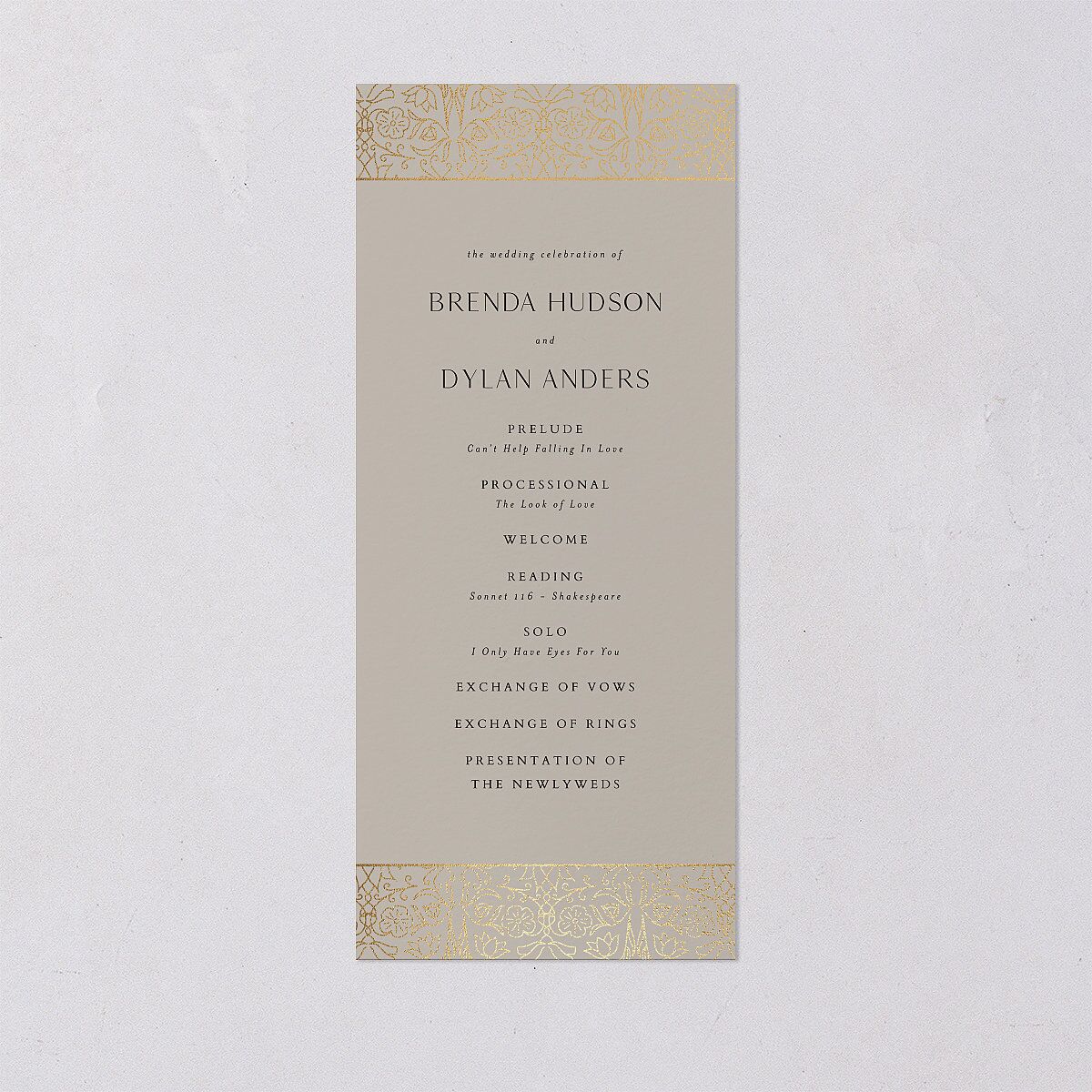 Ornate Regency Wedding Programs Gold Taupe Signature
