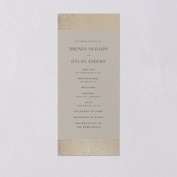 Ornate Regency Wedding Programs Gold Taupe Signature