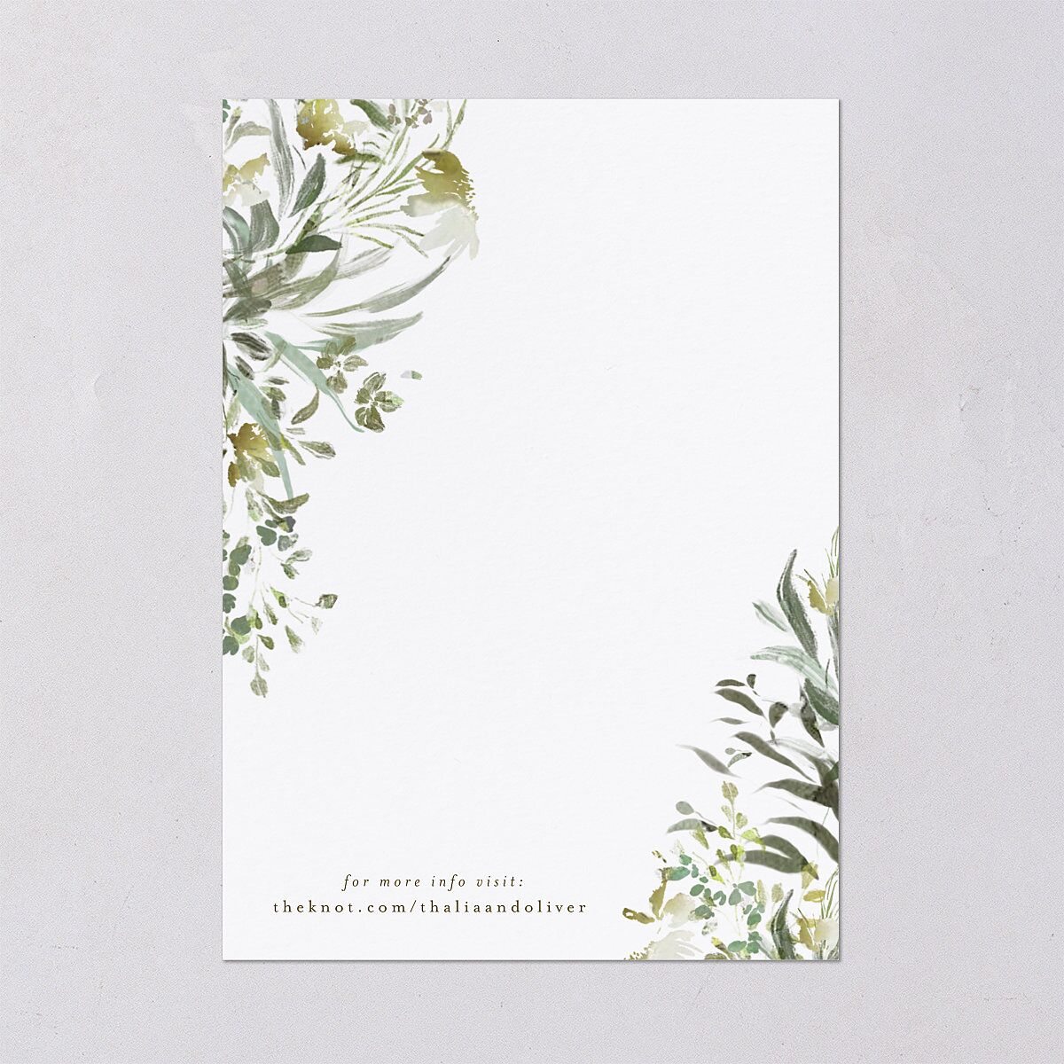 Gilded Greenery Save The Date Cards Gold Pure White Signature smooth Blank No Standard