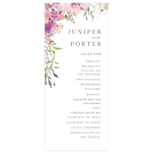 Garden Arch Wedding Programs Eggplant Signature