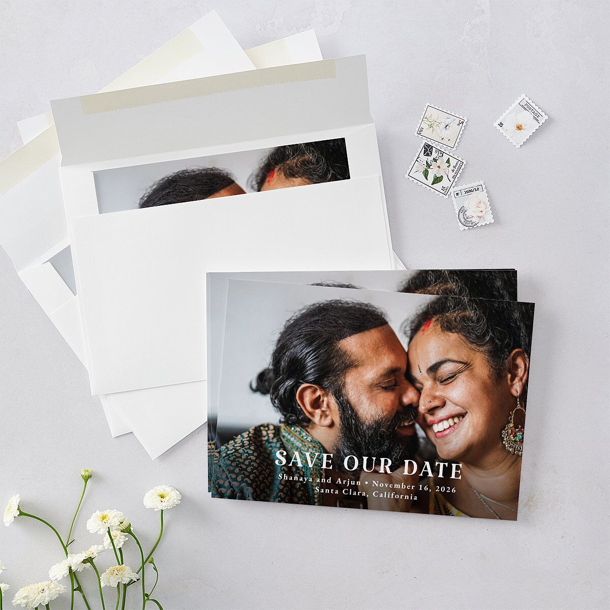 Indian Painted Henna Save the Date Cards Chestnut Signature smooth Blank No Standard
