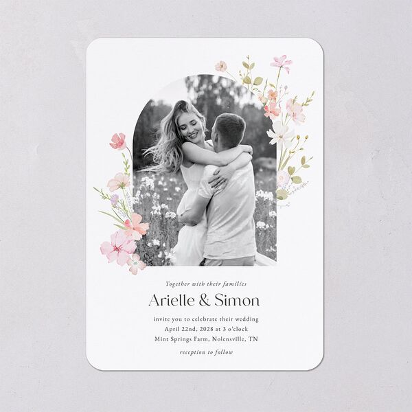 Wildflower Photo Wedding Invitations Peony Signature Blank No Rounded