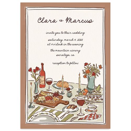 Hand Drawn Tablescape Wedding Invitations Camel Signature Blank No Standard