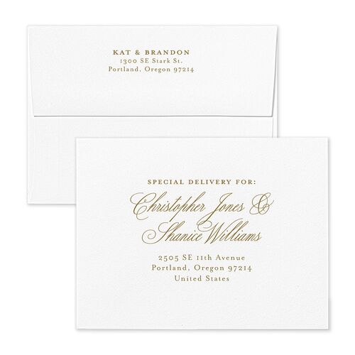 Luxury Floral Monogram Save the Date Petite Card Envelopes Greenery White Both Recipient and Return Addresses Signature Standard