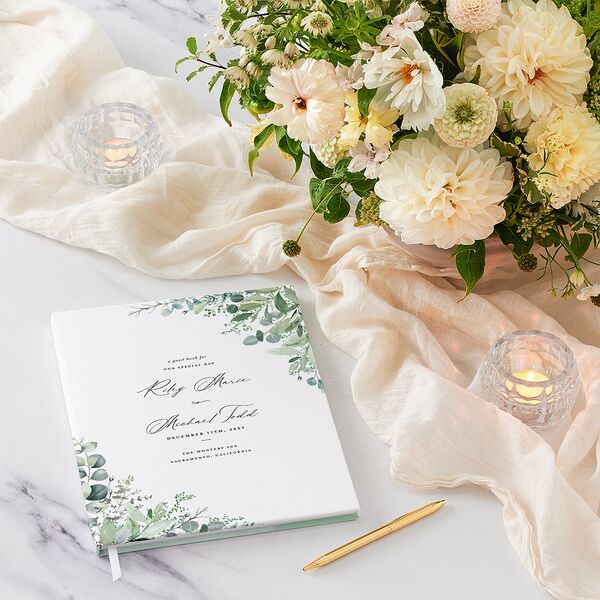 Gorgeous Greenery Guest Books Pure White