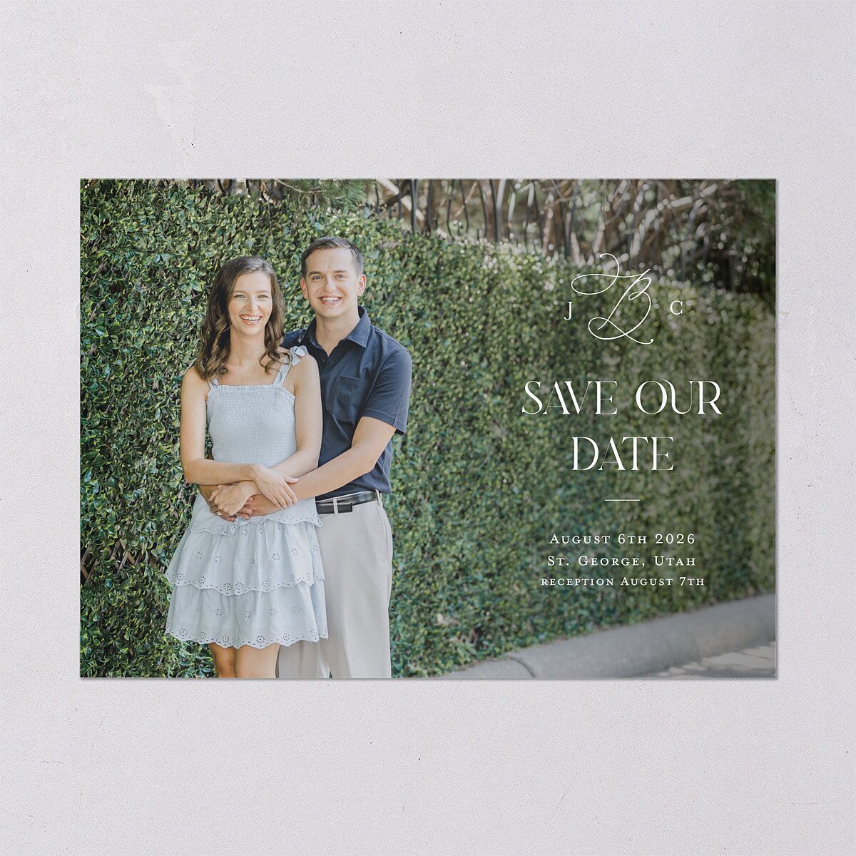 Church Stained Glass Save the Date Cards Moody Blue Signature smooth Blank No Standard
