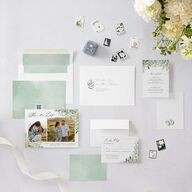Shining Greenery Save the Date Cards Gold Off-White Signature smooth Blank No Standard