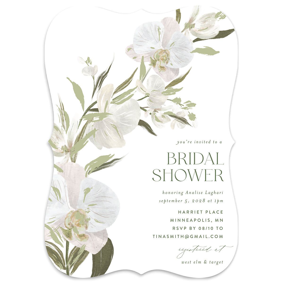 Elegant Orchid Bridal Shower Invitations