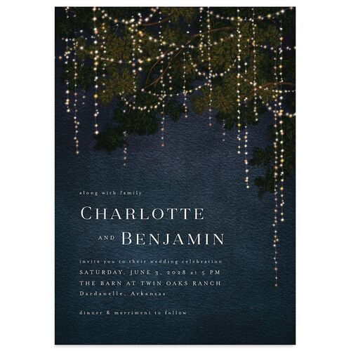 Enchanted Evening Wedding Invitations Dark Navy Signature Blank No Standard
