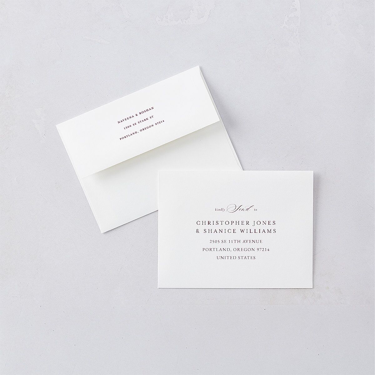 Indian Gilded Adornment Thank You Card Envelopes White Burgundy Both Recipient and Return Addresses Signature Standard