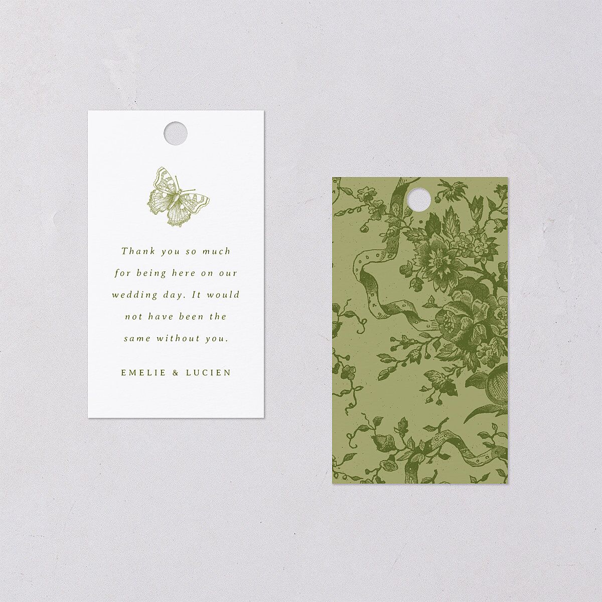 Vintage Toile Favor Gift Tags Dark Camo Signature