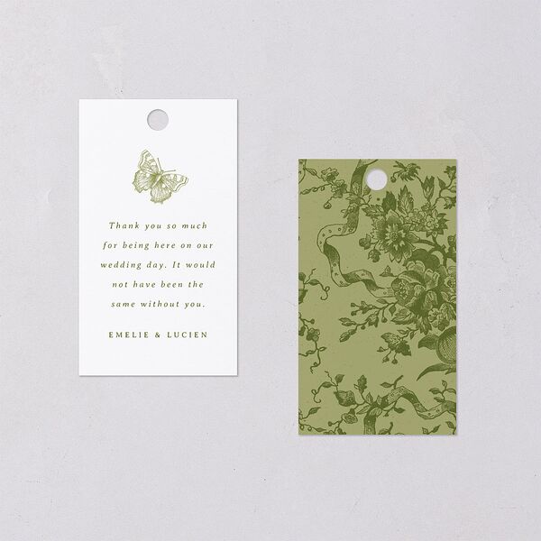 Vintage Toile Favor Gift Tags Dark Camo Signature