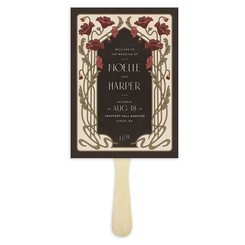 Vintage Nouveau Floral Fan Programs Merlot Signature Standard