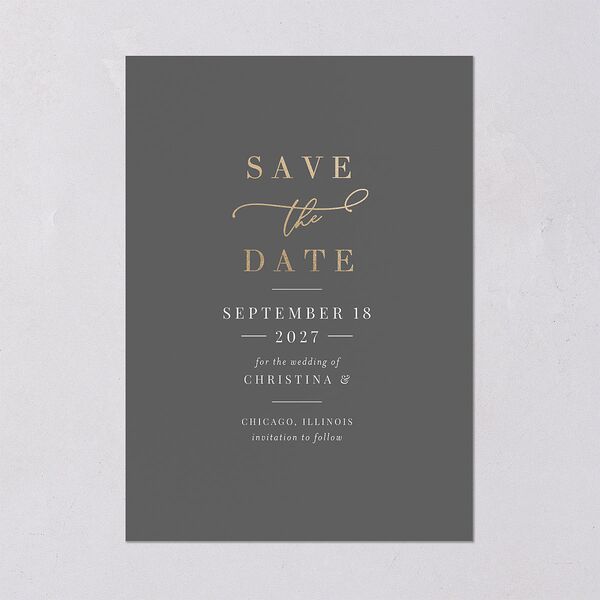Romantic Calligraphy Foil Save The Date Cards Gold Silver Signature smooth Blank No Standard
