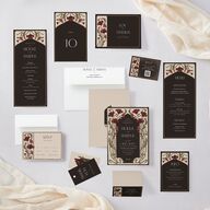 Vintage Nouveau Floral Menus Merlot Signature