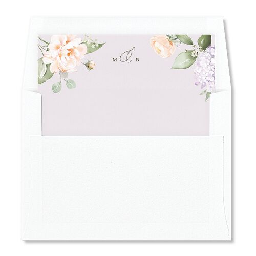 Elegant Peonies and Hydrangeas Envelope Liners Lilac Standard