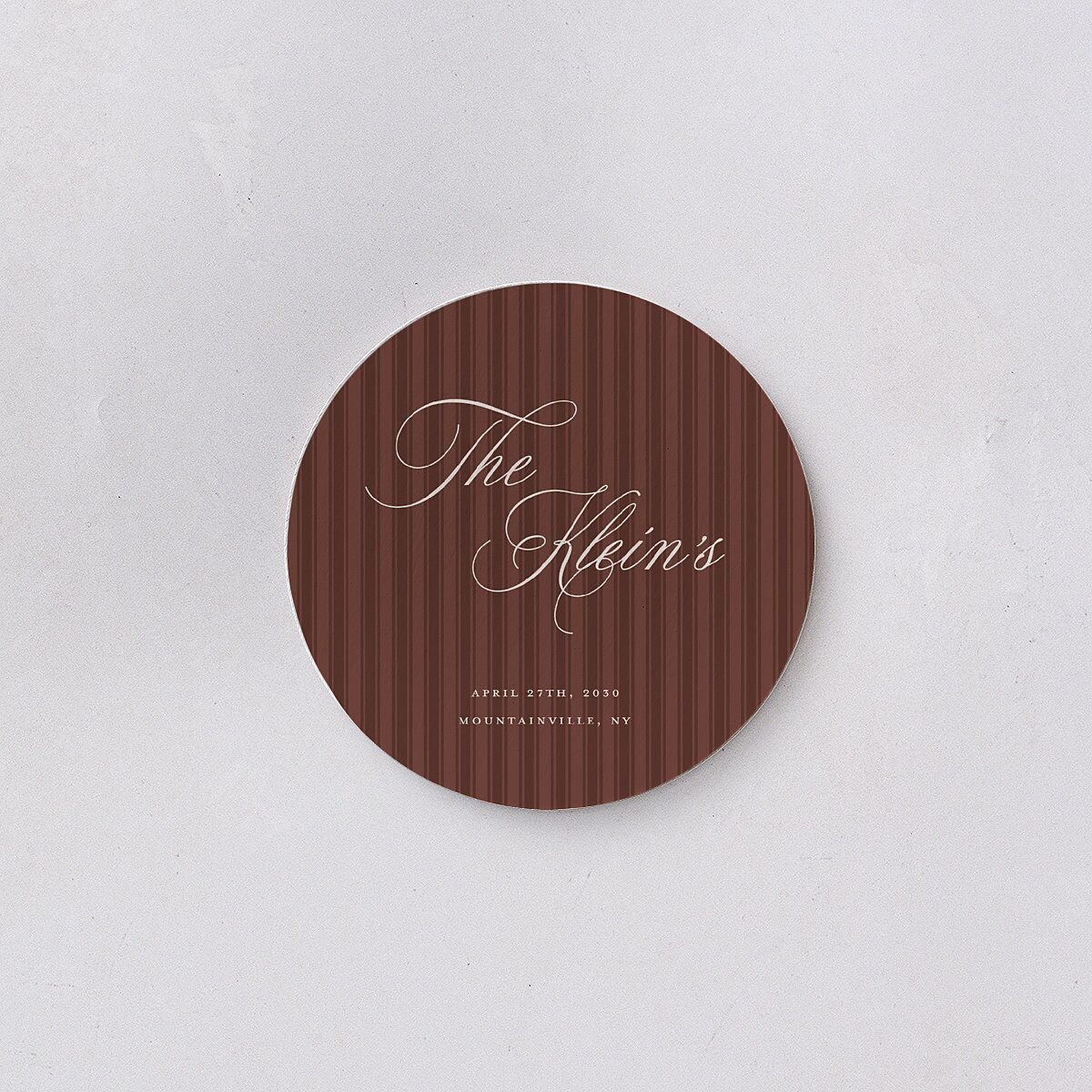 Vintage Oval Monogram Wedding Day Coasters Merlot Cardboard Circle