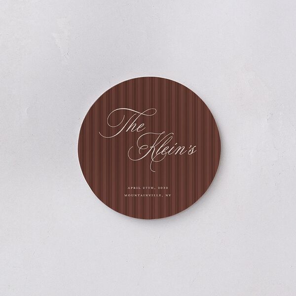 Vintage Oval Monogram Wedding Day Coasters Merlot Cardboard Circle