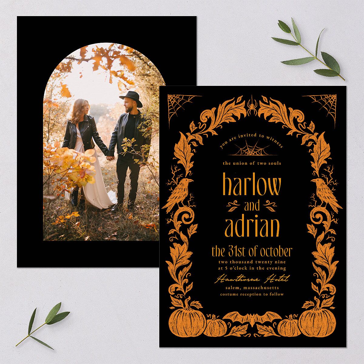 Spooky Halloween Nouveau Wedding Invitations Pumpkin Signature Blank Standard No