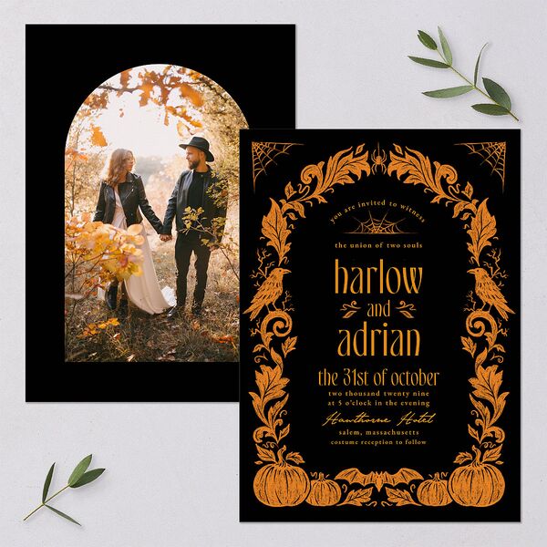 Spooky Halloween Nouveau Wedding Invitations Pumpkin Signature Blank Standard No