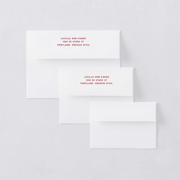 Vintage Heart Locket Bridal Shower Invitation Envelopes Crimson White Both Recipient and Return Addresses Signature Standard