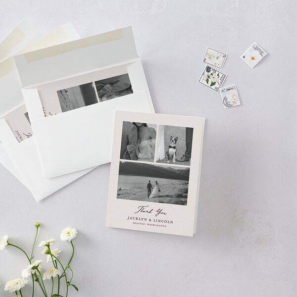 Elegant Vintage Images Thank You Cards Burgundy