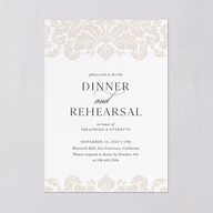 Elegant Damask Rehearsal Dinner Invitations Pure White Signature Blank Standard
